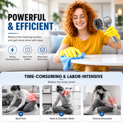Electric Scrubber Brush with 5 Interchangeable Heads – USB Rechargeable, Waterproof Cleaning Brush for Kitchen, Bathroom & Tiles