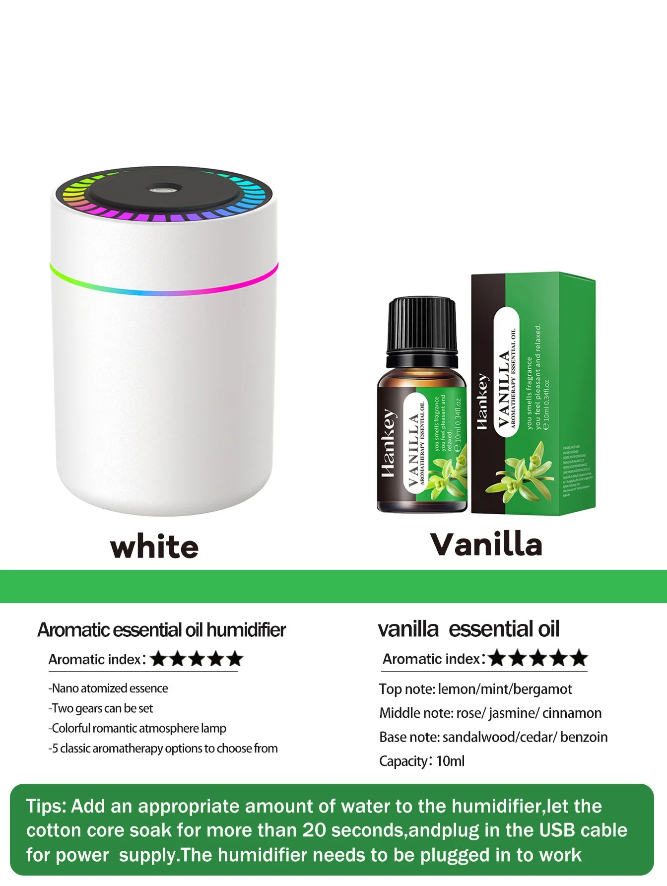 Essential Oil Diffuser with LED Lights