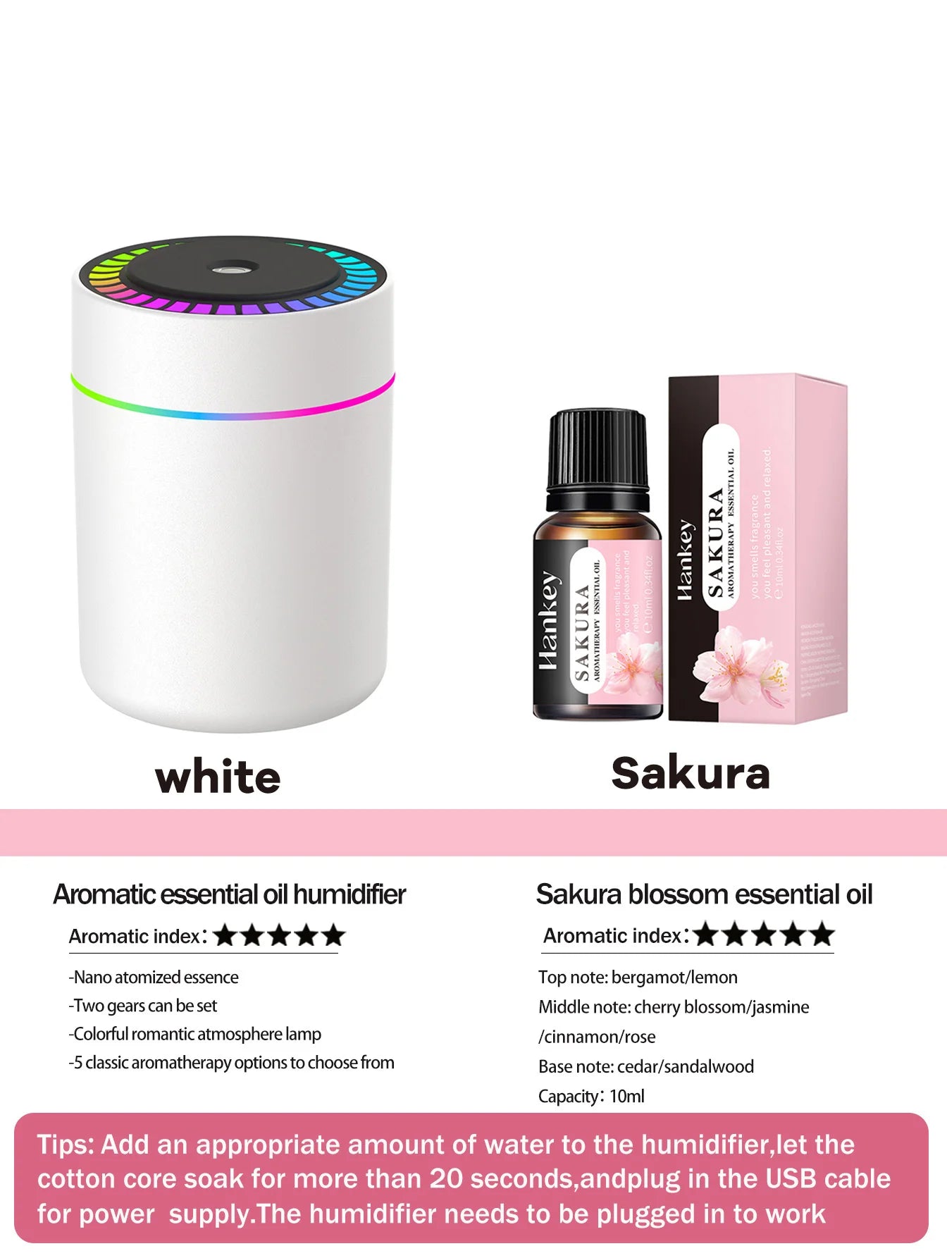 Essential Oil Diffuser with LED Lights